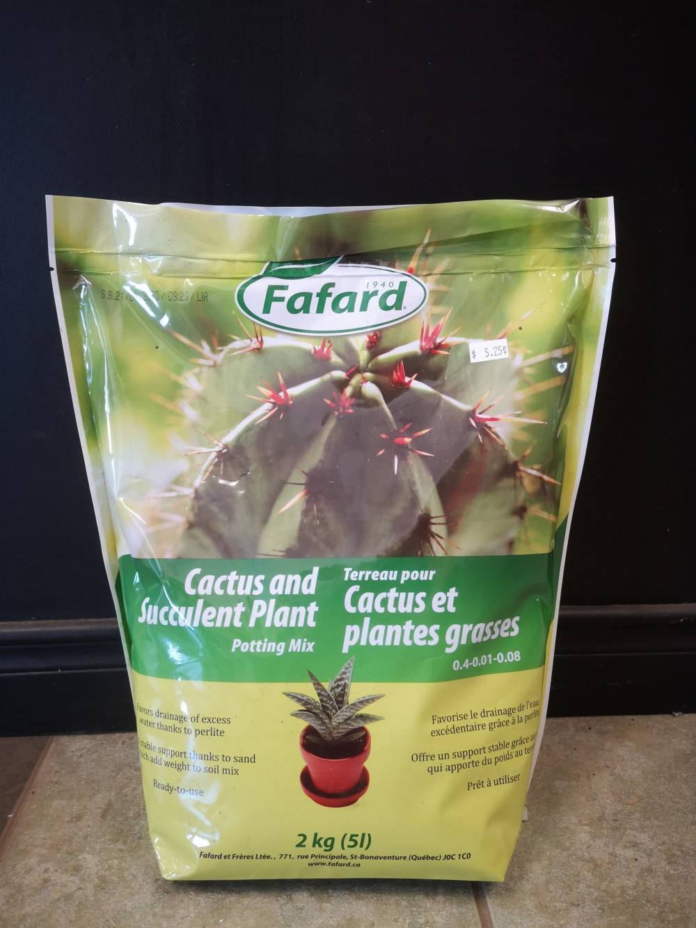 Terreau cactus et plantes grasses Fafard